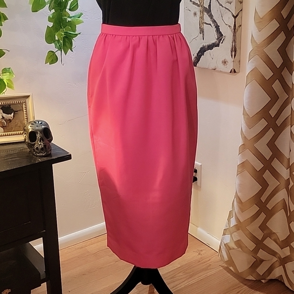 J Crew hot pink midi length fitted skirt size 0